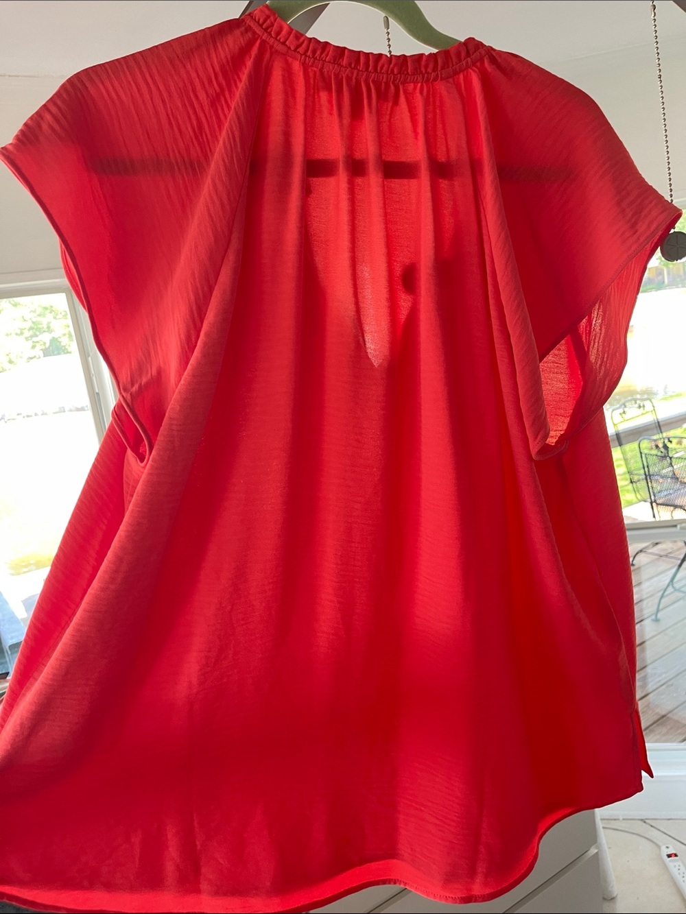 Michael Kors Red Tie-Neck Short-Sleeve Blouse - Picture 3 of 3